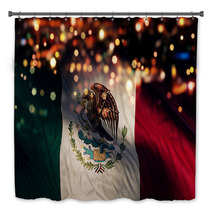 Mexico National Flag Light Night Bokeh Abstract Background Bath Decor 69478654