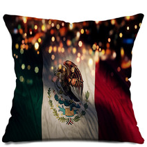Mexico National Flag Light Night Bokeh Abstract Background Pillows 69478654