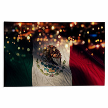 Mexico National Flag Light Night Bokeh Abstract Background Rugs 69478654