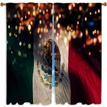 Mexico National Flag Light Night Bokeh Abstract Background Window Curtains 69478654