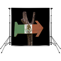 Mexico Wooden Sign Isolated On Black Background Backdrops 68168403