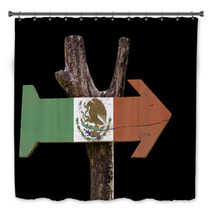 Mexico Wooden Sign Isolated On Black Background Bath Decor 68168403