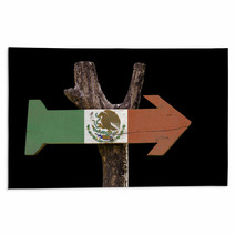Mexico Wooden Sign Isolated On Black Background Rugs 68168403