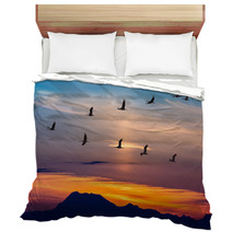 Migratory Birds Flying At Sunset Bedding 91528916