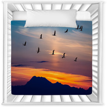 Migratory Birds Flying At Sunset Nursery Decor 91528916