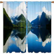 Milford Sound, Fiordland, New Zealand Window Curtains 62395133