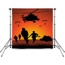 Military Action Against The Sunset Backdrops 49747810