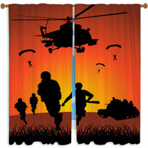 Military Action Against The Sunset Window Curtains 49747810