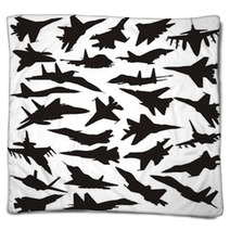 Military Combat Airplane Silhoettes Set Blankets 64999581
