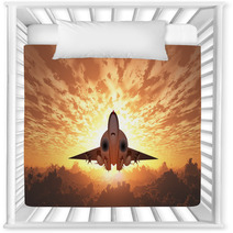 Military Jet In Flight Sunrise Or Sunset Nursery Decor 124599340