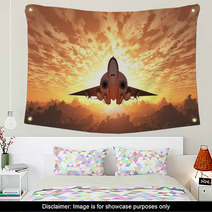 Military Jet In Flight Sunrise Or Sunset Wall Art 124599340