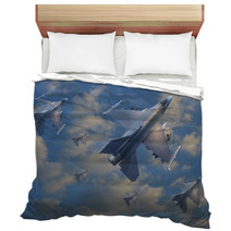 Military Jet Plane Flying Over Clouds Bedding 43393204
