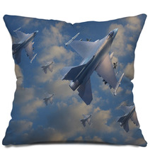 Military Jet Plane Flying Over Clouds Pillows 43393204