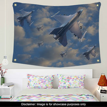 Military Jet Plane Flying Over Clouds Wall Art 43393204