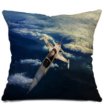 Military Jet Plane Flying Over Mountain Country View Below Pillows 59194345