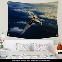 Military Jet Plane Flying Over Mountain Country View Below Wall Art 59194345