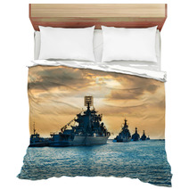 Military Navy Ships In A Sea Bay Bedding 104362119