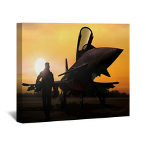 Military Pilot And Aircraft At Airfield On Mission Standby Wall Art 120042182