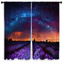 Milky Way Over Lavender Field France Window Curtains 165098199