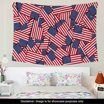 Miniature American Flags Background Wall Art 63651082