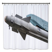Missile Under The Wing Attack Aircraft Isolated On White Background Bath Decor 126088762