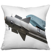 Missile Under The Wing Attack Aircraft Isolated On White Background Pillows 126088762