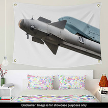 Missile Under The Wing Attack Aircraft Isolated On White Background Wall Art 126088762