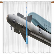 Missile Under The Wing Attack Aircraft Isolated On White Background Window Curtains 126088762