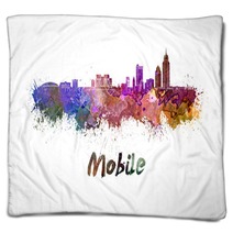 Mobile Skyline In Watercolor Blankets 83321083