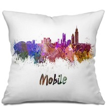 Mobile Skyline In Watercolor Pillows 83321083