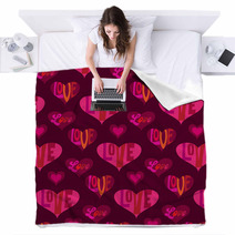 Mod Valentines Day Heart Background Pattern With Typography Blankets 187888137
