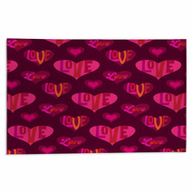 Mod Valentines Day Heart Background Pattern With Typography Rugs 187888137