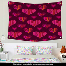 Mod Valentines Day Heart Background Pattern With Typography Wall Art 187888137