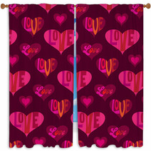 Mod Valentines Day Heart Background Pattern With Typography Window Curtains 187888137