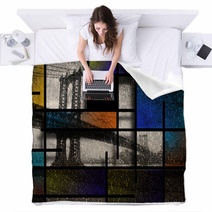 Modern Art Inspired Landscape New York City Blankets 64815456