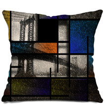 Modern Art Inspired Landscape New York City Pillows 64815456