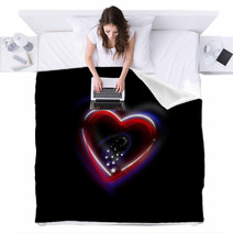 Modern Glowy USA Heart Blankets 39746990
