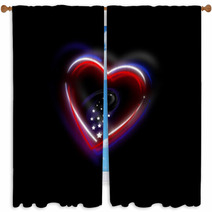 Modern Glowy USA Heart Window Curtains 39746990