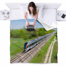 Modern Hi-speed Passenger Train In Ukraine Blankets 53561515
