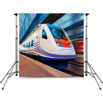 Modern High Speed Train With Motion Blur Backdrops 65782373