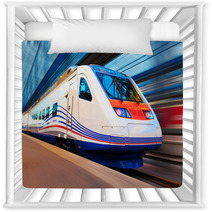 Modern High Speed Train With Motion Blur Nursery Decor 65782373