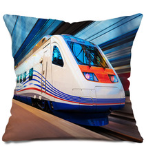 Modern High Speed Train With Motion Blur Pillows 65782373
