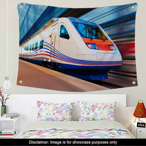 Modern High Speed Train With Motion Blur Wall Art 65782373