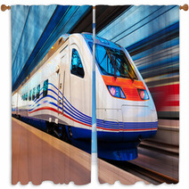 Modern High Speed Train With Motion Blur Window Curtains 65782373