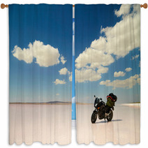 Modern Motorbike At Salt Lake. Travel Photo Window Curtains 65993678