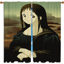 Mona Lisa Anime Manga Style Window Curtains 21531293