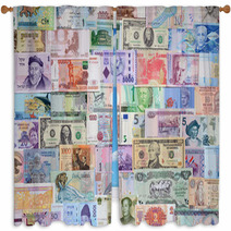 Money Of The Different Countries. Window Curtains 68351287