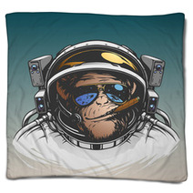 Monkey Astronaut Illustration Blankets 102119081