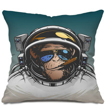 Monkey Astronaut Illustration Pillows 102119081