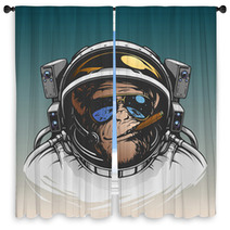 Monkey Astronaut Illustration Window Curtains 102119081